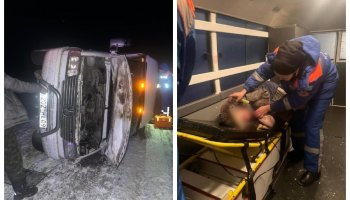 Ұлытау облысында 19 жолаушысы бар автобус аударылып қалды