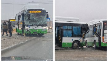 Қызылорда қаласында да екі автобус соқтығысып қалды